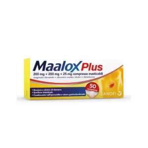 Maalox Plus 200mg+200mg+25mg – 50 compresse masticabili